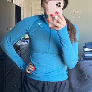 Gymshark Vital Seamless 1/2 Zip Long Sleeve Tahoe Teal